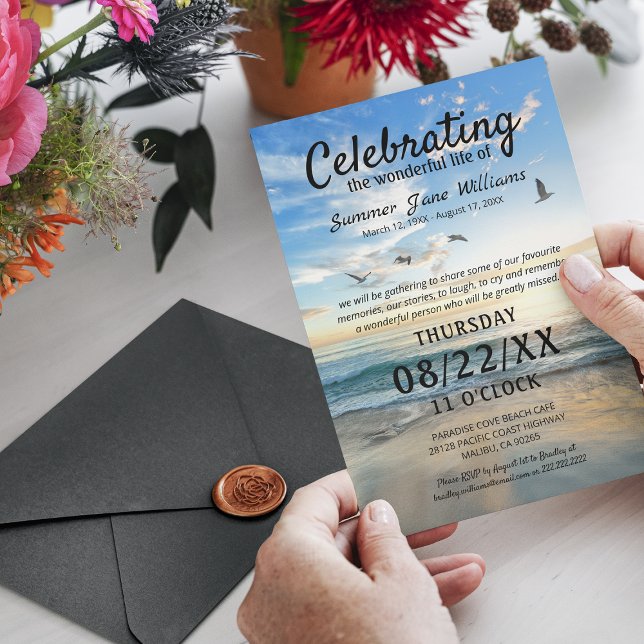 Beach Celebration of Life Invitation (Creator Uploaded)