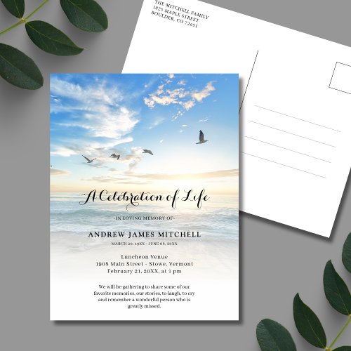 Beach Celebration of Life Memorial Postcard