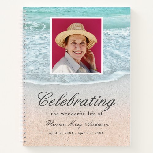 Beach Celebration of Life Photo Funeral Guest Book