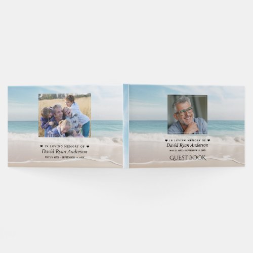 Beach Celebration of Life Photo Funeral Memorial  Guest Book
