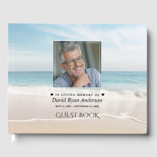 Beach Celebration of Life Photo Funeral Memorial Guest Book