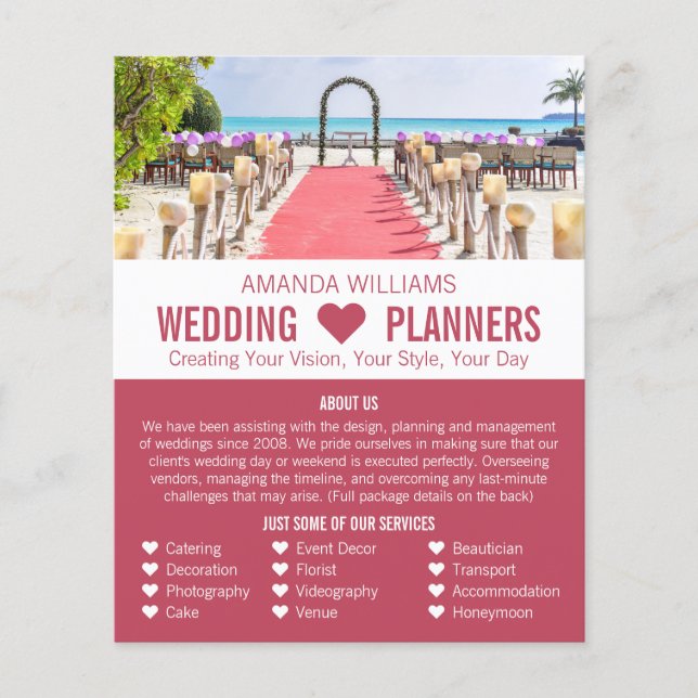 Beach Ceremony, Wedding Event Planner Advertising Flyer (Front)
