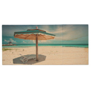 Beach Chair And Umbrella Silver Sands Beach Wood Flash Drive