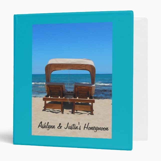 Beach Chair Caribbean Blue Ocean Photo Album 3 Ring Binder (Front/Inside)