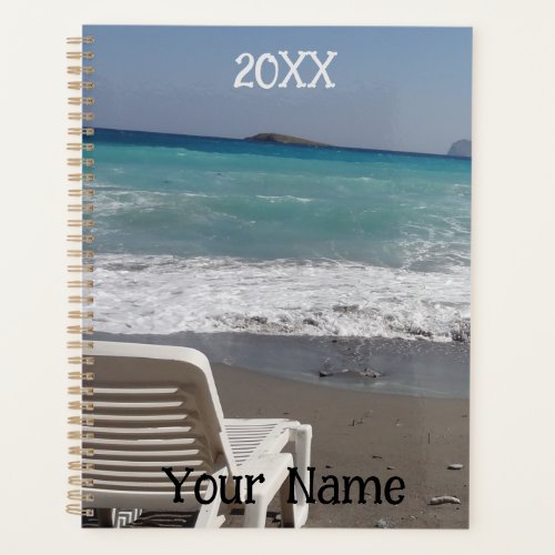 Beach Chair In Front Of The Waves Custom Planner