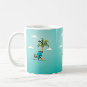 Beach Chair Palm Tree Seafoam Green Coffee Mug