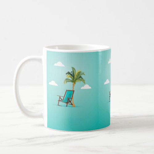 Beach Chair Palm Tree Seafoam Green Coffee Mug