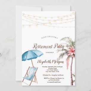 Beach Chair,Parasol, Palm Flower Invitation