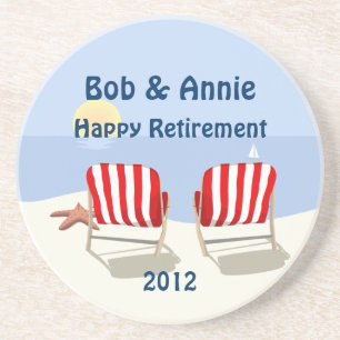Beach Chair Retired Personalized Coaster