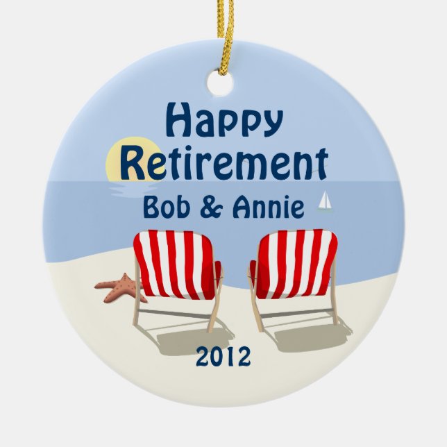 Beach Chair Retired Personalized Ornament (Front)