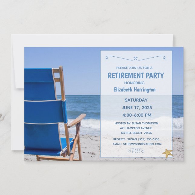 Beach Chair Retirement Invitation (Front)