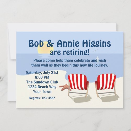 Beach Chair Retirement Party Invitation