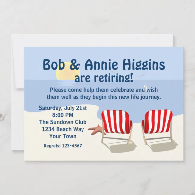 Beach Chair Retirement Party Invitation | Zazzle