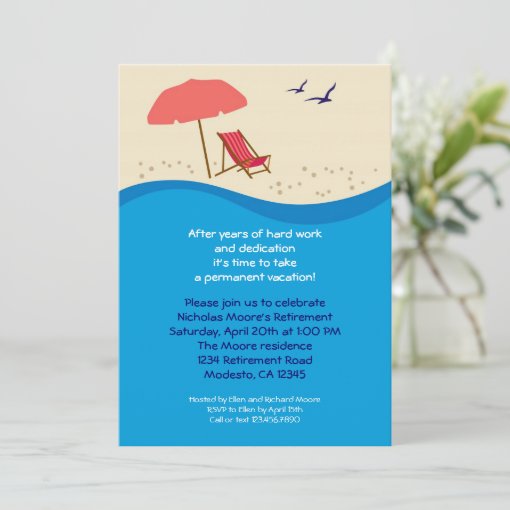 Beach Chair Retirement Party Invitation | Zazzle