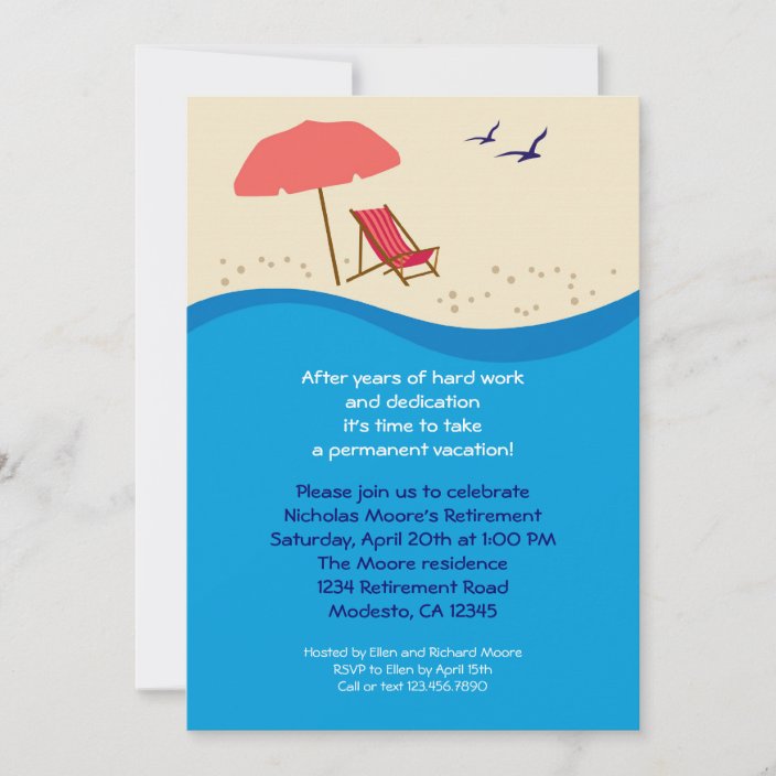 Beach Chair Retirement Party Invitation | Zazzle