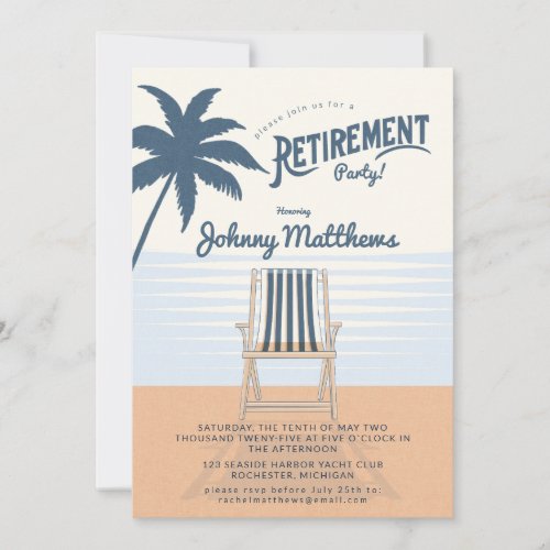 Beach chair retirement party invitation