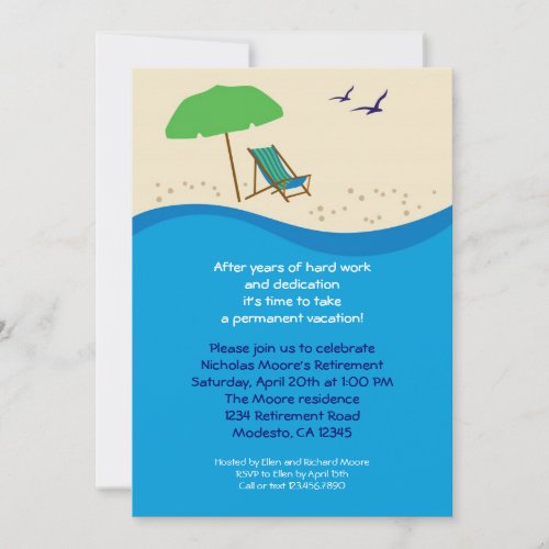 Beach Chair Retirement Party Invitation
