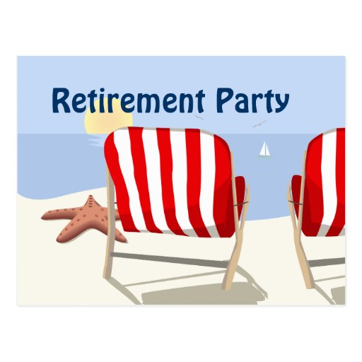 Beach Chair Retirement Party Postcard Invitation | Zazzle