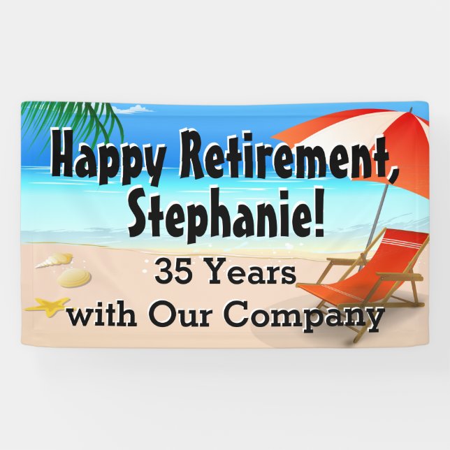Beach Chair Scene Custom Retirement Party Banner (Horizontal)