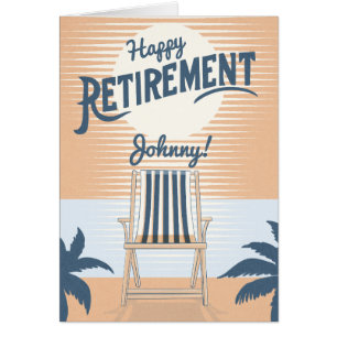 Beach chair sunset happy retirement cards