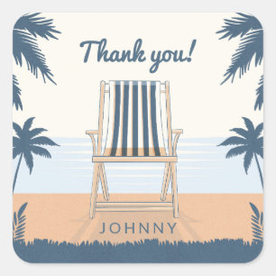 beach chair tropical thank you square sticker