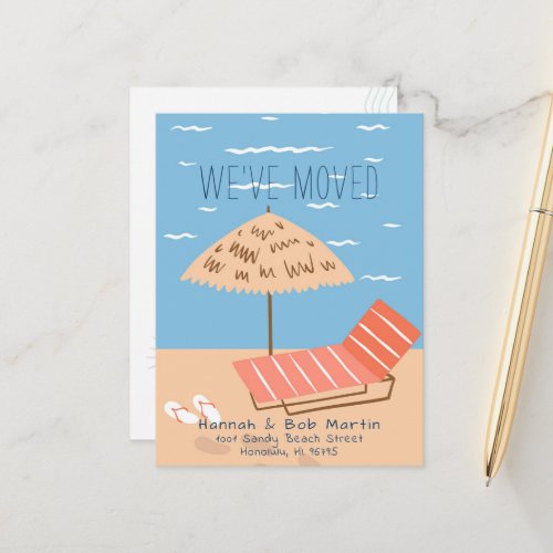 Beach Chair Umbrella Moving Announcement Postcard