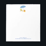 Beach Chair Umbrella Tropical Summer Stripe Ocean  Notepad<br><div class="desc">Fun summer theme with blue,  striped,  beach umbrella and a yellow beach chair and tote bag. A fun beach,  ocean,  island,  tropical or summer design. Just personalize with your name,  business,  any wording up to 3 lines,  or delete to leave plain.</div>