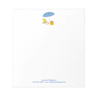 Beach Chair Umbrella Tropical Summer Stripe Ocean Notepad