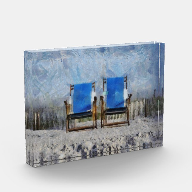 Beach Chairs Acrylic Block (Left)