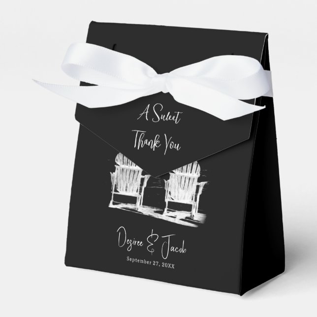 Beach Chairs Adirondack Black And White Wedding Favor Boxes (Front Side)