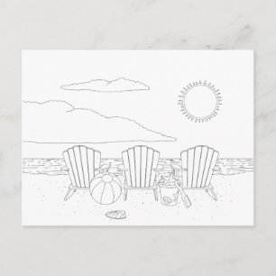 Beach Chairs Adult Coloring Postcard