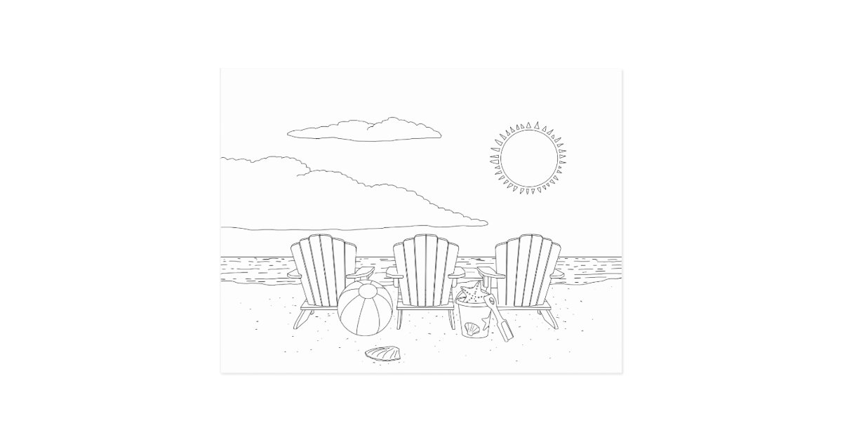 Download Beach Chairs Adult Coloring Postcard | Zazzle.com