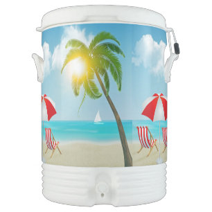 Beach Chairs and Palm Trees Beverage Cooler