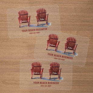 Beach Chairs Brown White Rustic Clear Business Cards
