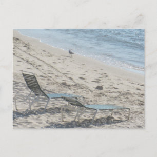 Beach Chairs by the Shore Coastal Photography Postcard