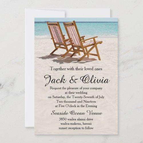 Beach Chairs Destination Wedding Invitation