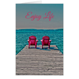 Beach Chairs Enjoy Life Cottage Rustic Lake Card