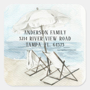 Beach Chairs New Address Label Sticker