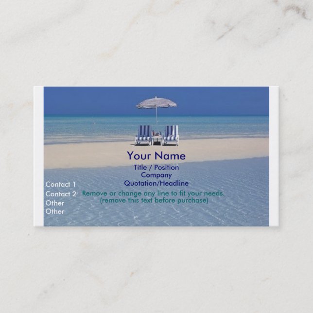 Beach Chairs on Sandbar business card II (Front)