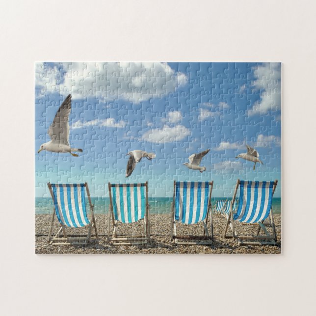Beach chairs on the sand jigsaw puzzle (Horizontal)