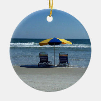 Beach Chairs on The Shoreline Ceramic Ornament