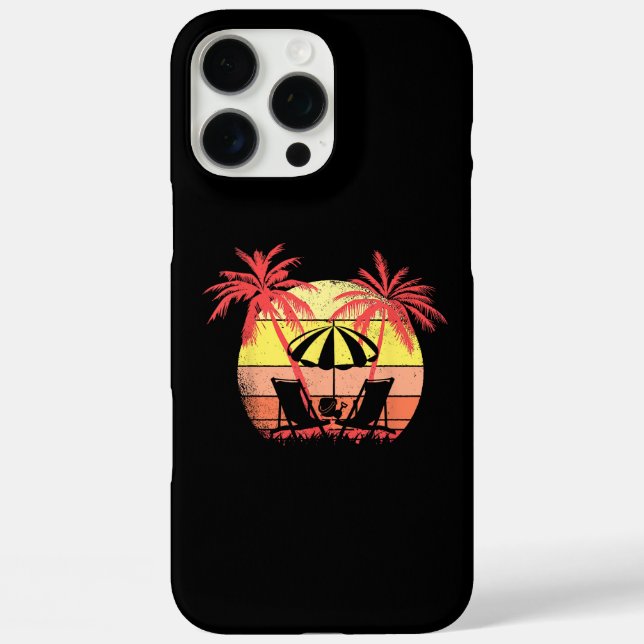 Beach Chairs Parasol Summer Sunset 80s Palm Tree Case-Mate iPhone Case (Back)