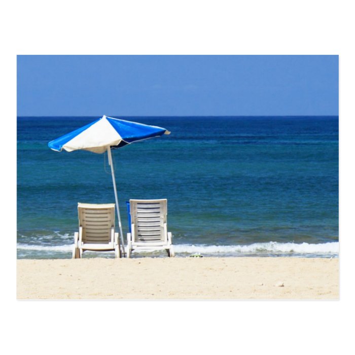 Beach chairs postcards