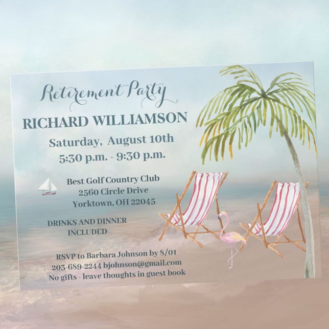Beach Chairs Retirement Party  Invitation (Creator Uploaded)