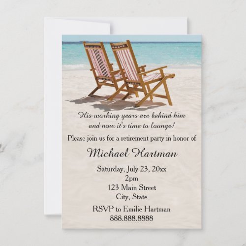 Beach Chairs Retirement Party Invitations