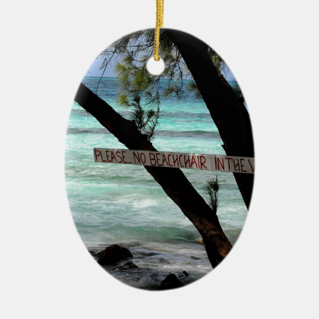 Beach Chairs Rum Point Grand Cayman Ceramic Ornament (Front)
