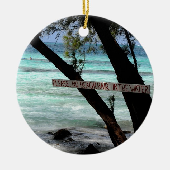 Beach Chairs Rum Point Grand Cayman Ceramic Ornament (Front)