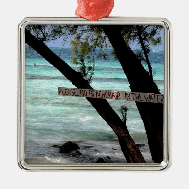 Beach Chairs Rum Point Grand Cayman Metal Ornament (Front)