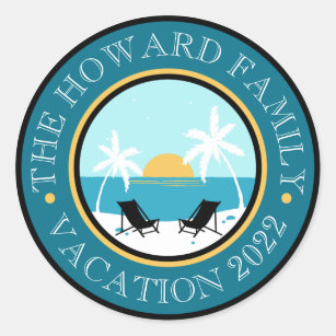 Beach Chairs Sunset Logo Classic Round Sticker