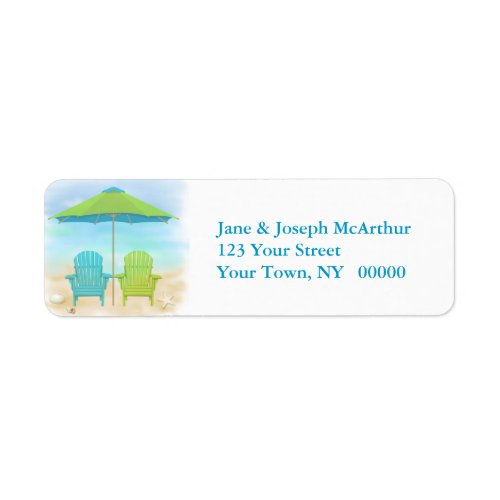 Beach Chairs Umbrella Beach Label